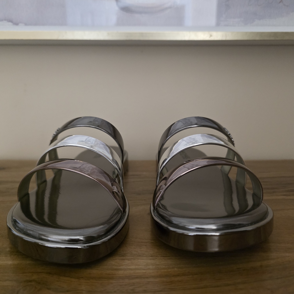 Michael Kors Black, Silver, Copper Sandals with Modern Design